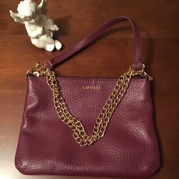 Lodis burgundy gold chain evening wristlet bag - Picture 2 of 4